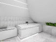 Łazienka z białymi płytkami 3d