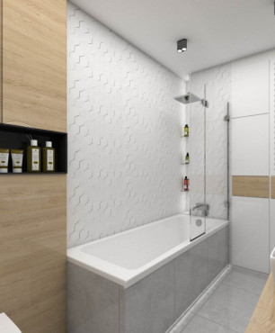 Aranżacja nowoczesnej łazienki z prostokątną wanną w zabudowie