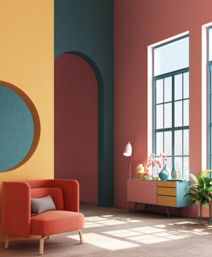 Salon z kolorowymi ścianami