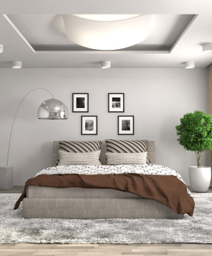 Projekt sypialni ze stylową lampą