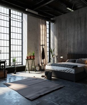 Loftowa sypialnia w stylu industrialnym