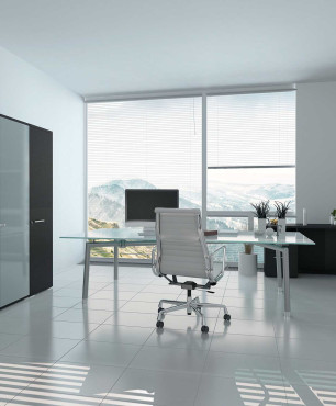 Nowoczesne, minimalistyczne biuro w domu
