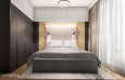 Projekt sypialni z tapicerowanym łóżkiem
