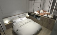 Minimalistyczna sypialnia w kolorze szarym