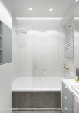 Łazienka z białą ścianą z kafla 3d