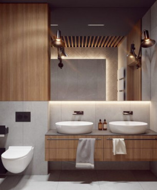 Stylowa łazienka z kaflami z betonu dekoracyjnego