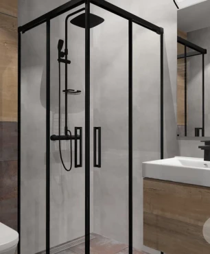 Łazienka z prysznicem z przesuwanymi drzwiami